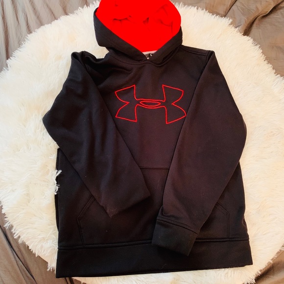 under armour hoodie youth small black and red - Picture 2 of 5